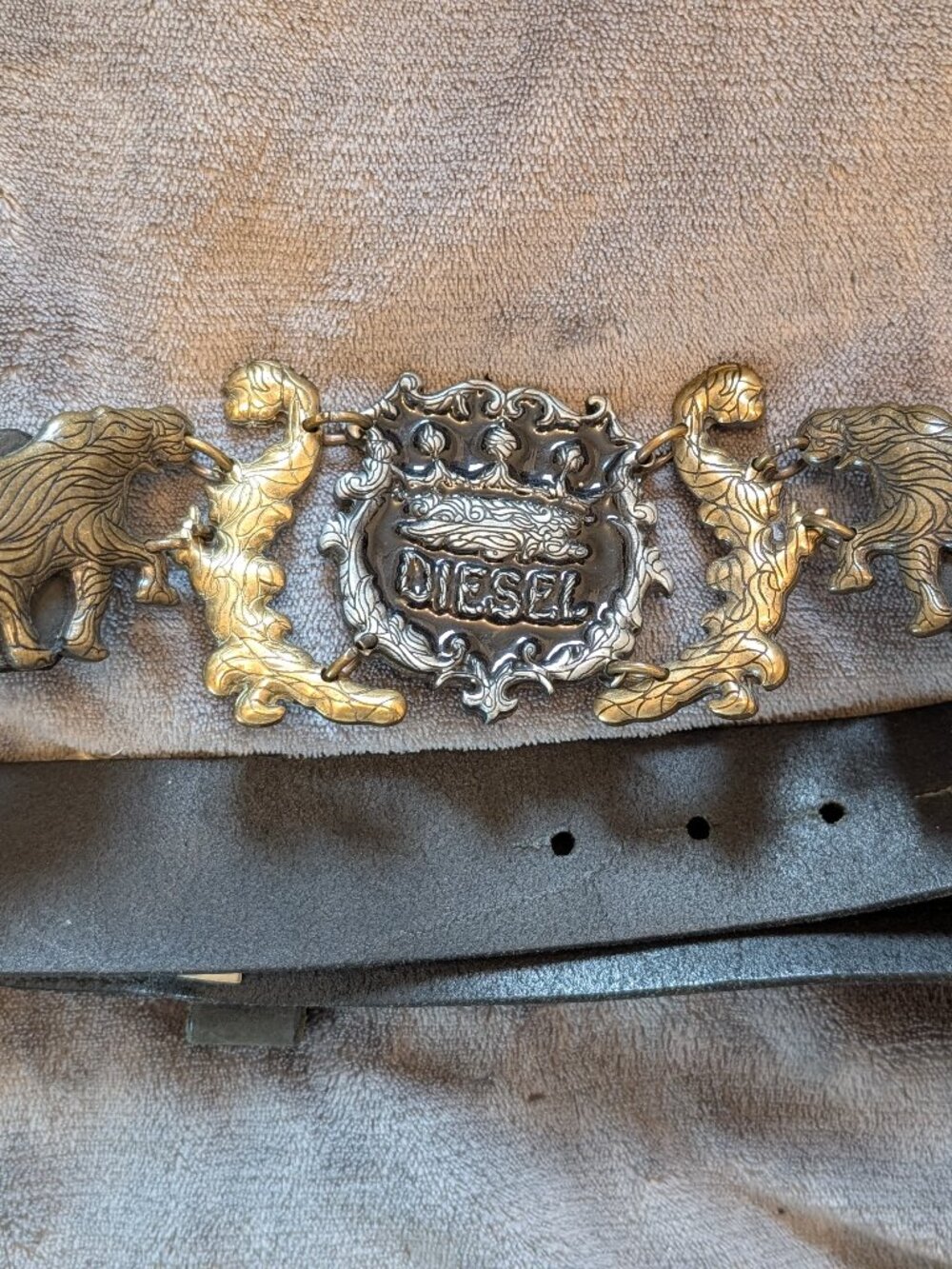 RARE Vintage Diesel Archive Belt – Ornate Chain Buckle – Made in Italy Y2K